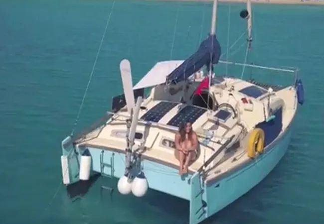 Wind-vane_self_steering_catamaran
